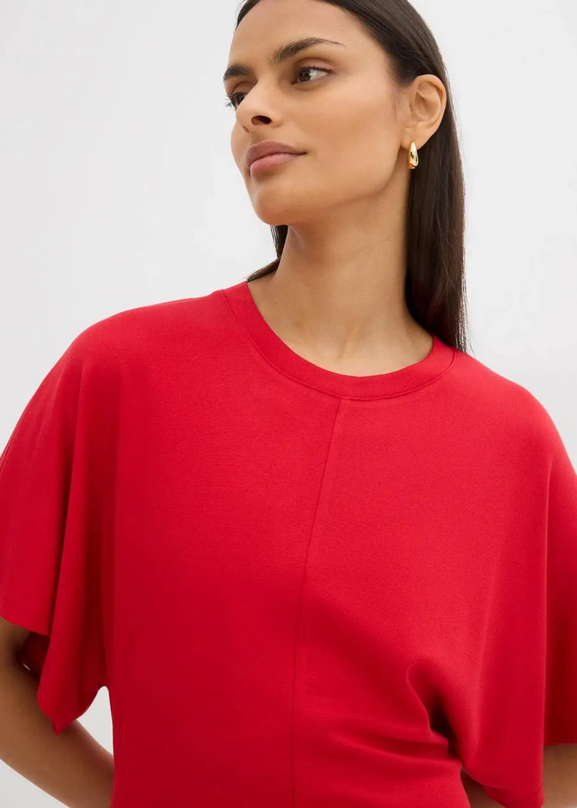 bonprix Kleider^Shirtkleid aus softem Punto di Roma salsarot