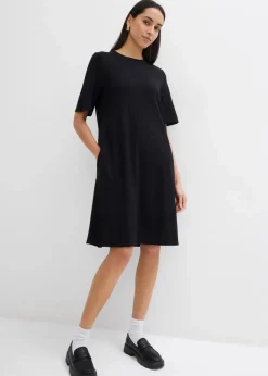 bonprix Kleider^Shirtkleid in A-Linie aus Viskose-Mix schwarz