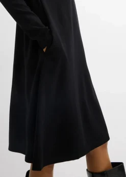 bonprix Bekleidung·Pullover & Strickjacken|Kleider^Shirtkleid in A-Linie aus Viskose-Mix schwarz