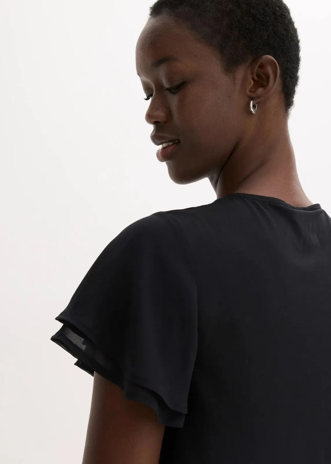 bonprix Kleider^Shirtkleid mit Chiffonärmeln schwarz