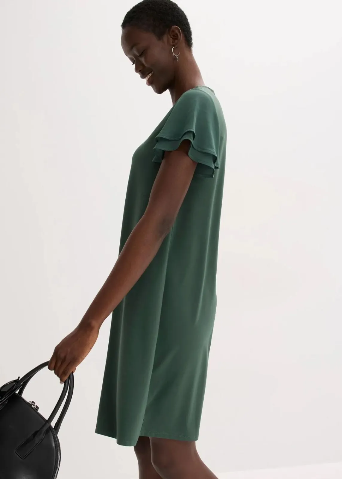 bonprix Kleider^Shirtkleid mit Chiffonärmeln schattengrün
