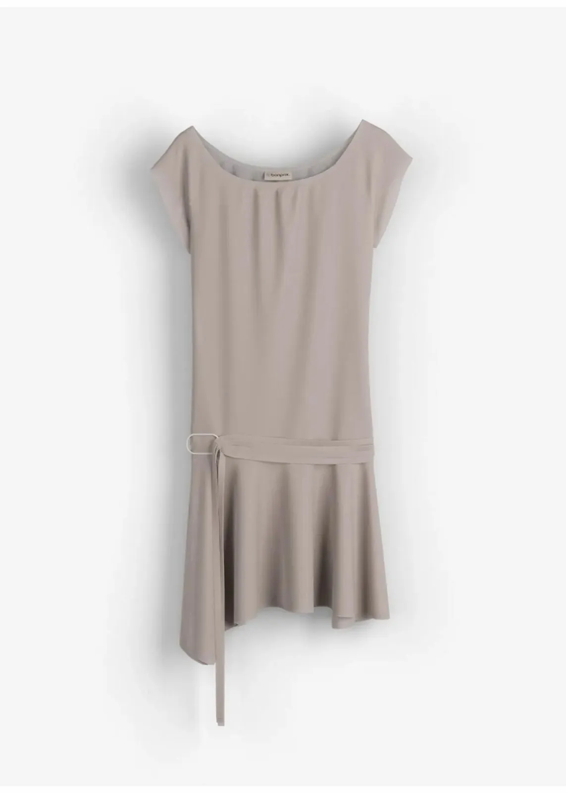 bonprix Nachhaltigere Materialien|Kleider^Shirtkleid mit Gürteldetail naturstein