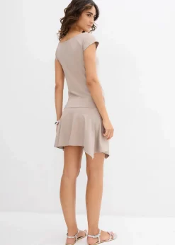 bonprix Nachhaltigere Materialien|Kleider^Shirtkleid mit Gürteldetail naturstein