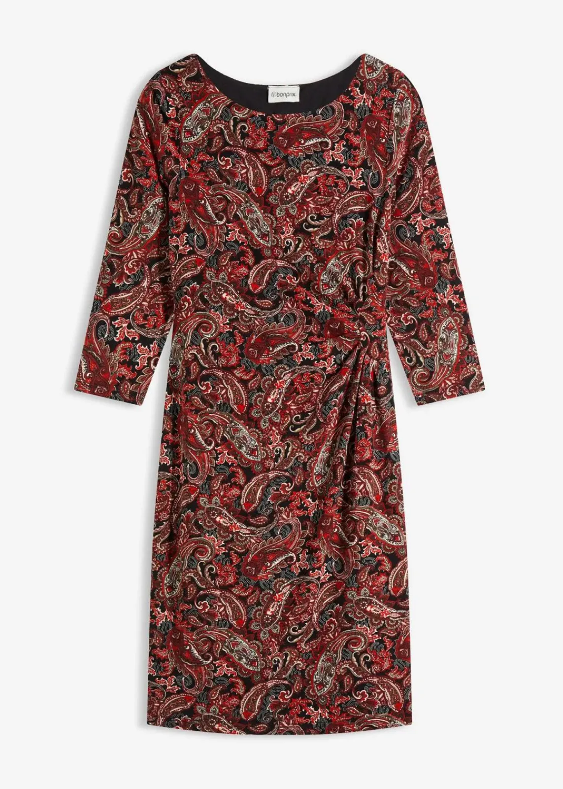 bonprix Bekleidung·Pullover & Strickjacken|Kleider^Shirtkleid mit Paisley Druck schwarz/rot paisley