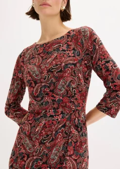 bonprix Bekleidung·Pullover & Strickjacken|Kleider^Shirtkleid mit Paisley Druck schwarz/rot paisley