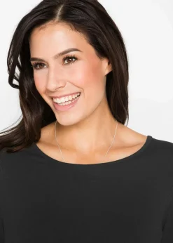 bonprix Basics|Nachhaltigere Materialien^Shirt-Kleid mit 3/4-Ärmeln schwarz