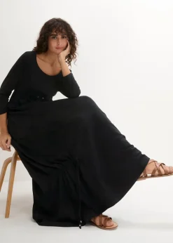 bonprix Bekleidung·Pullover & Strickjacken|Kleider^Shirt-Kleid mit 3/4-Ärmeln schwarz
