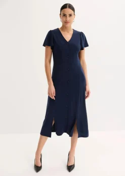 bonprix Bekleidung·Pullover & Strickjacken^Shirtkleid mit Schlitz dunkelblau