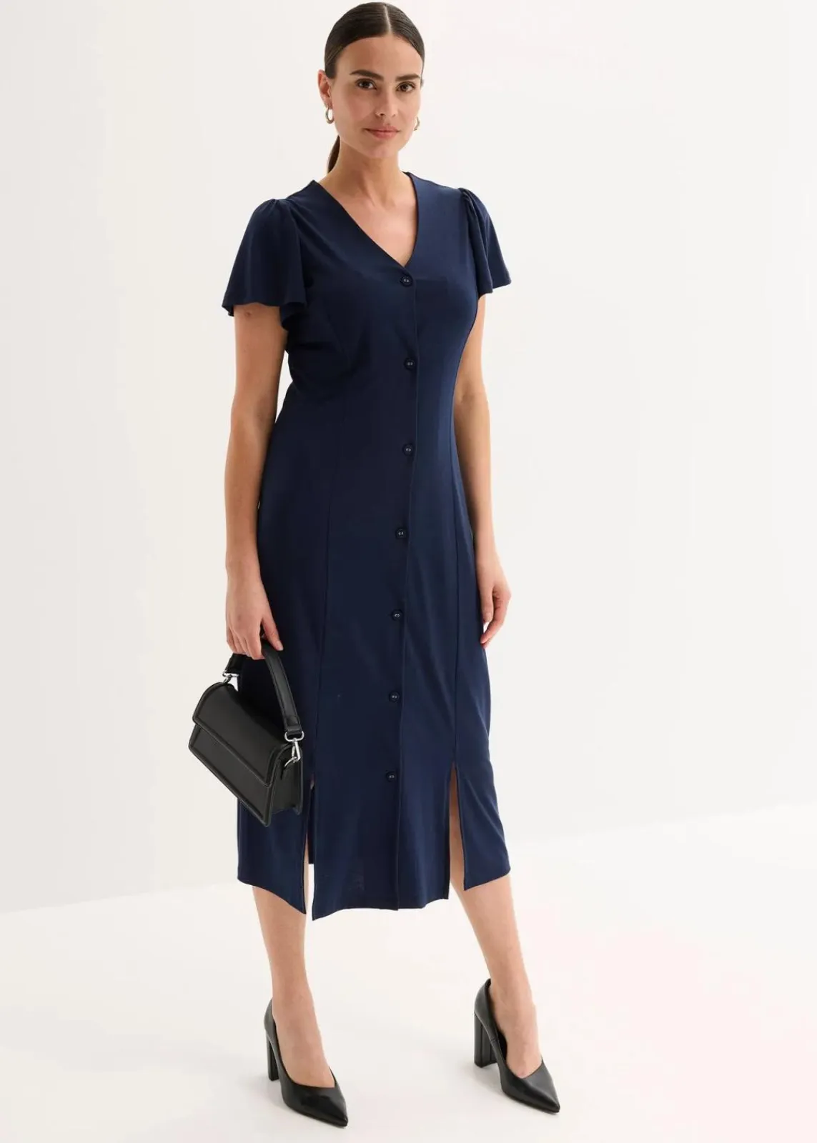 bonprix Bekleidung·Pullover & Strickjacken^Shirtkleid mit Schlitz dunkelblau