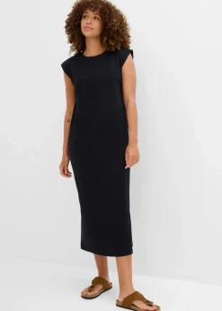 bonprix Bekleidung·Röcke|Bekleidung·Pullover & Strickjacken^Shirtkleid mit Schulterpolstern aus reiner Bio-Baumwolle schwarz