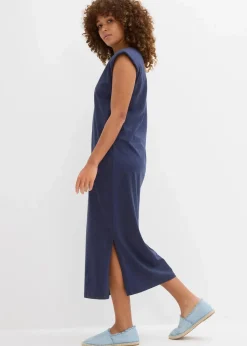 bonprix Nachhaltigere Materialien|Kleider^Shirtkleid mit Schulterpolstern aus reiner Bio-Baumwolle dunkelblau