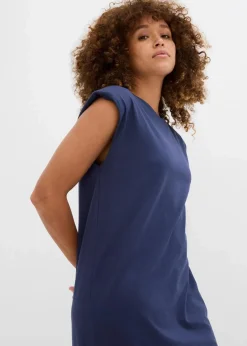 bonprix Nachhaltigere Materialien|Kleider^Shirtkleid mit Schulterpolstern aus reiner Bio-Baumwolle dunkelblau