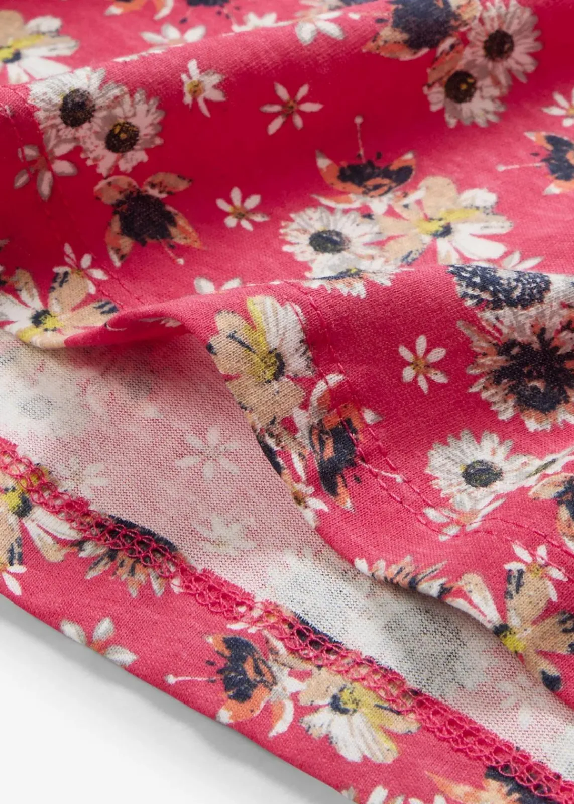 bonprix Bekleidung·Pullover & Strickjacken|Kleider^Shirtkleid mit seitlichen Schlitzen aus reiner Baumwolle (2er Pack) hibiskuspink geblümt+schwarz uni