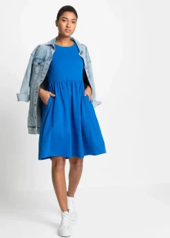 bonprix Bekleidung·Pullover & Strickjacken|Kleider^Shirtkleid mit Taschen aus reiner Baumwolle azurblau