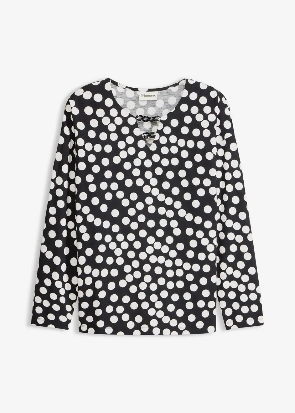 bonprix Shirts & Tops^Shirt-Tunika schwarz/wollweiß gepunktet
