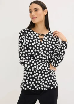 bonprix Shirts & Tops^Shirt-Tunika schwarz/wollweiß gepunktet