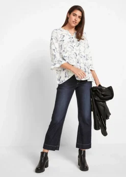 bonprix Shirts & Tops|Nachhaltigere Materialien^Shirt-Tunika, 3/4-Arm wollweiß floral