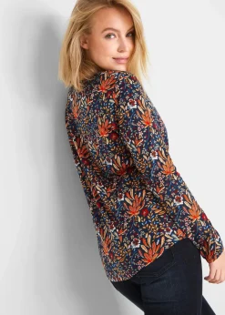 bonprix Nachhaltigere Materialien|Shirts & Tops^Shirt-Tunika, bedruckt, Langarm mattorange floral