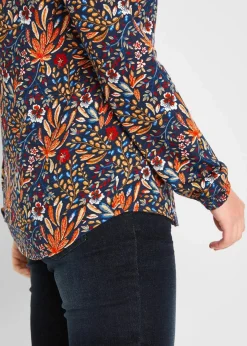 bonprix Nachhaltigere Materialien|Shirts & Tops^Shirt-Tunika, bedruckt, Langarm mattorange floral