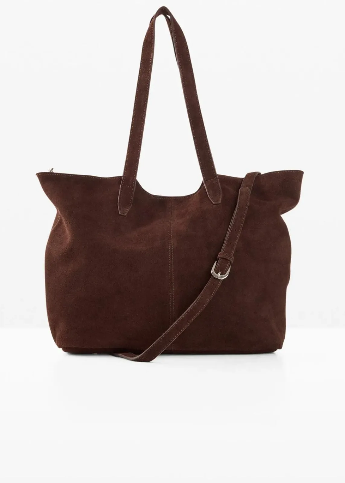 bonprix Taschen^Shopper aus Veloursleder dunkelbraun