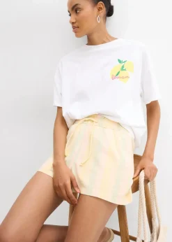 bonprix Shorts|Hosen^Shorts aus luftigem Leinen-Mix natur längs gestreift