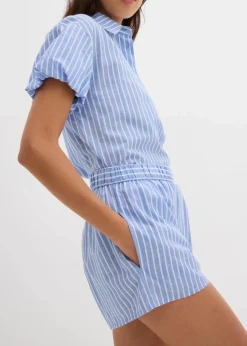 bonprix Hosen|Shorts^Shorts aus reiner Baumwolle blau/weiß gestreift