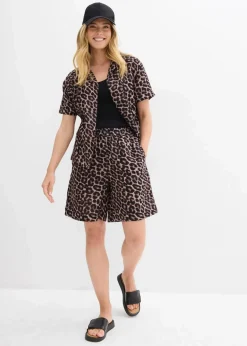 bonprix Bekleidung·Outdoorbekleidung|Bekleidung·Kleider^Shorts aus softem Musselin beige leo bedruckt