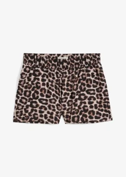 bonprix Bekleidung·Outdoorbekleidung|Bekleidung·Kleider^Shorts mit elastischem Bund beige leo bedruckt
