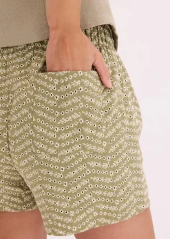 bonprix Shorts|Hosen^Shorts mit Lochstickerei oliv/beige