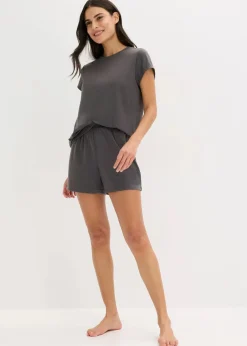 bonprix Wäsche·Nachtwäsche|Nachtwäsche^Shorty aus leichtem weichem Material schiefergrau