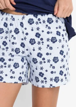 bonprix Wäsche·Nachtwäsche|Nachtwäsche^Shorty aus reiner Baumwolle mitternachtsblau bedruckt