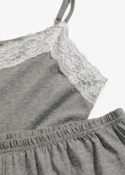 bonprix Wäsche·Nachtwäsche|Nachhaltigere Materialien^Shorty mit feiner Spitze grau meliert