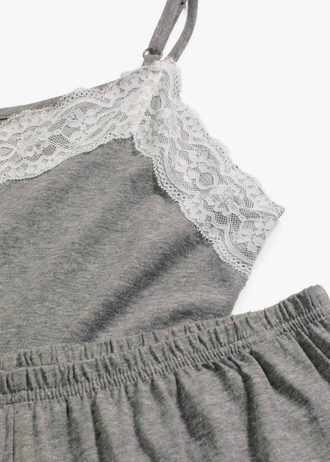 bonprix Wäsche·Nachtwäsche|Nachhaltigere Materialien^Shorty mit feiner Spitze grau meliert
