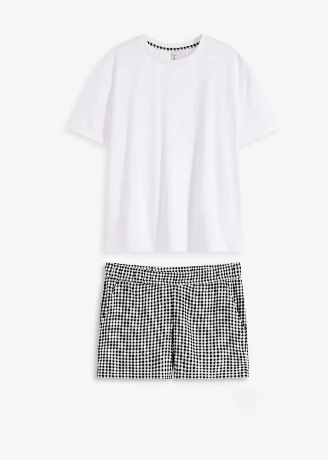 bonprix Wäsche·Nachtwäsche|Nachtwäsche^Shorty mit gewebter Shorts weiß kariert