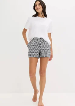 bonprix Wäsche·Nachtwäsche|Nachtwäsche^Shorty mit gewebter Shorts weiß kariert