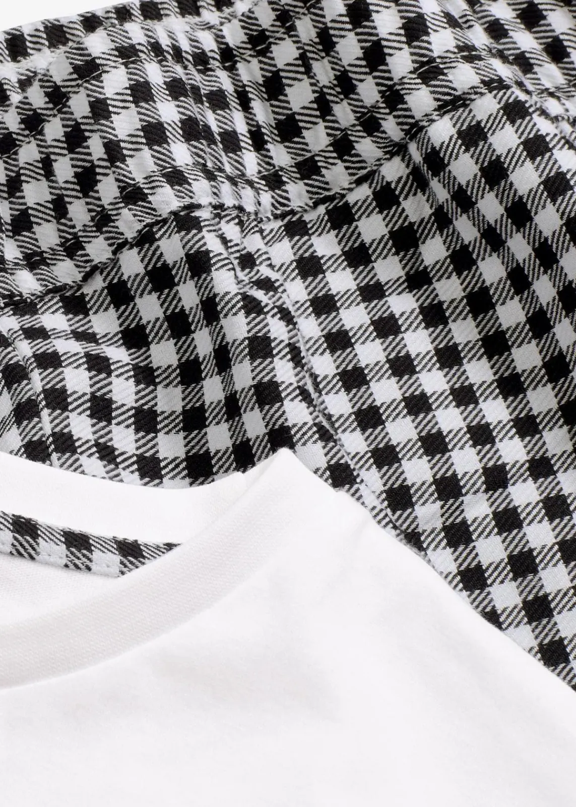 bonprix Wäsche·Nachtwäsche|Nachtwäsche^Shorty mit gewebter Shorts weiß kariert