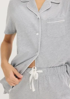 bonprix Wäsche·Basics|Wäsche·Nachtwäsche^Shorty mit Knopfleiste hellgrau meliert