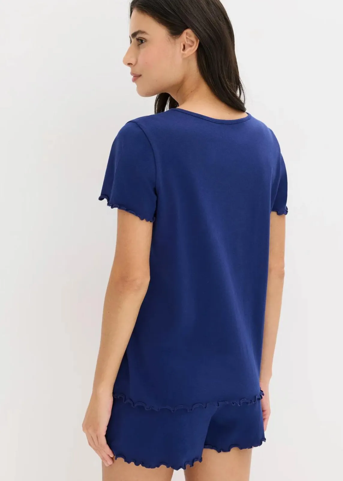 bonprix Wäsche·Nachtwäsche|Nachhaltigere Materialien^Shorty mit Knopfleiste marineblau