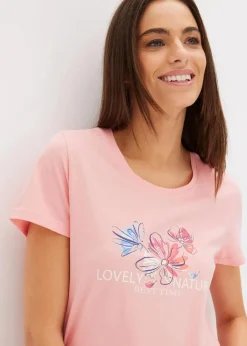bonprix Wäsche·Nachtwäsche|Nachhaltigere Materialien^Shorty mit längerer Shorts softrosa/tiefseeblau geblümt