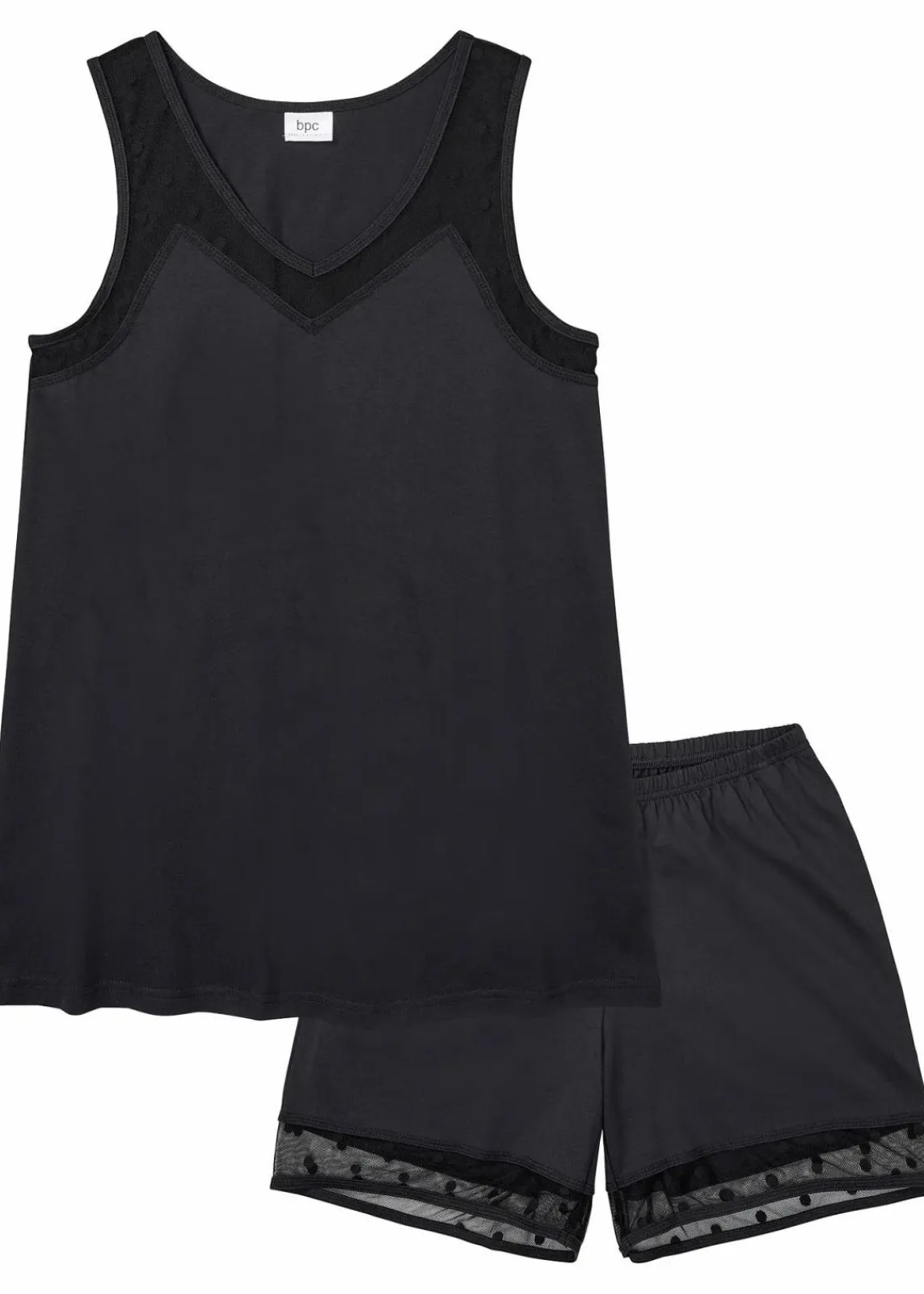 bonprix Basics|Nachtwäsche^Shorty mit zartem Spitzeneinsatz schwarz