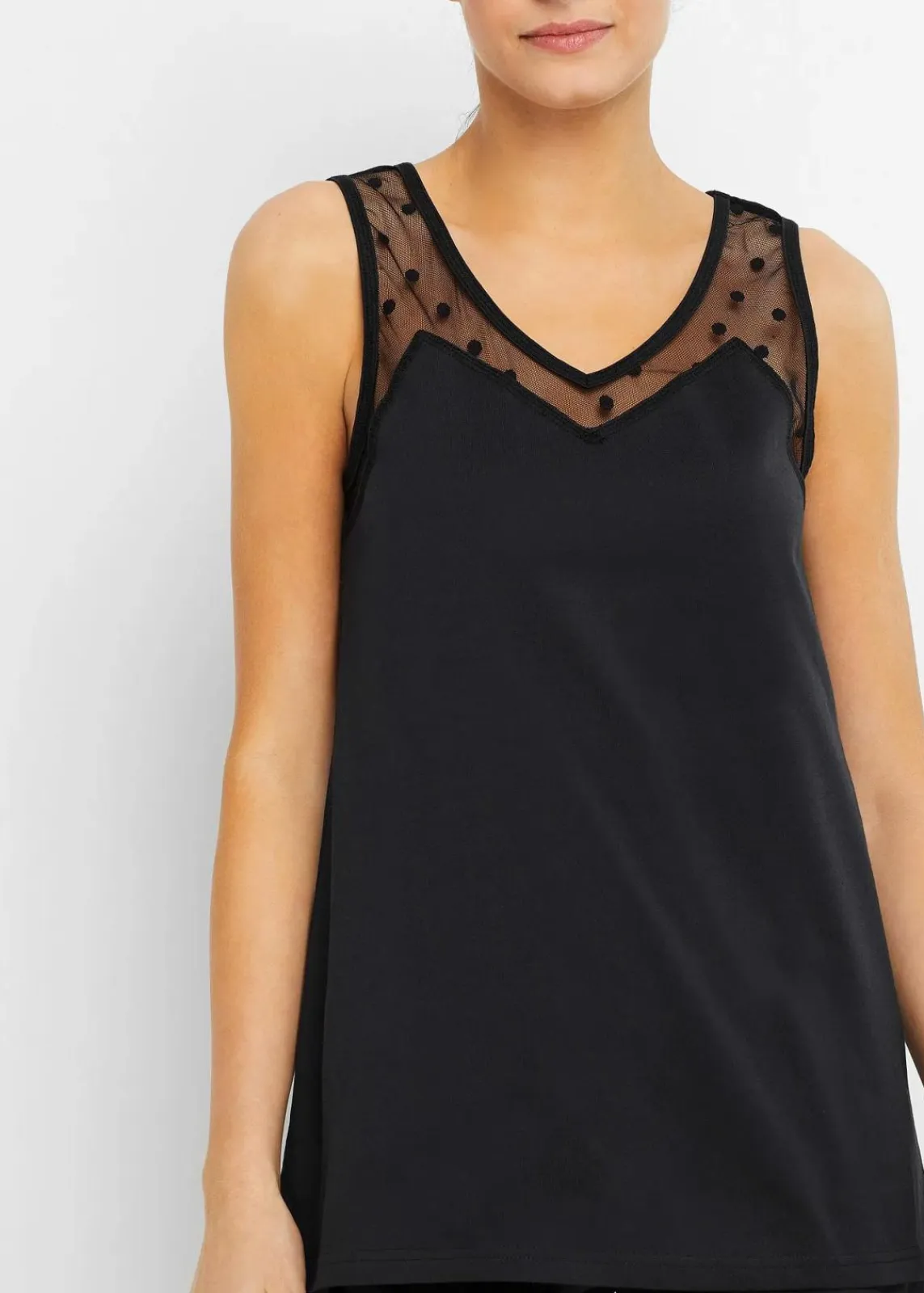 bonprix Basics|Nachtwäsche^Shorty mit zartem Spitzeneinsatz schwarz