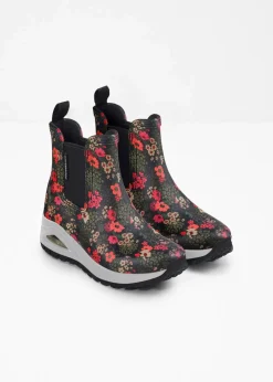 Skechers Stiefel|High Heels^Gummistiefel schwarz geblümt