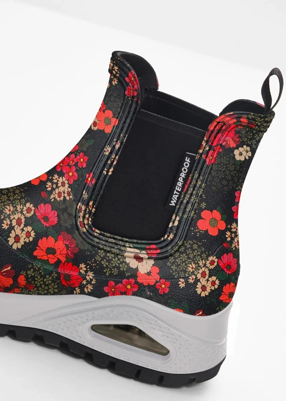Skechers Stiefel|High Heels^Gummistiefel schwarz geblümt