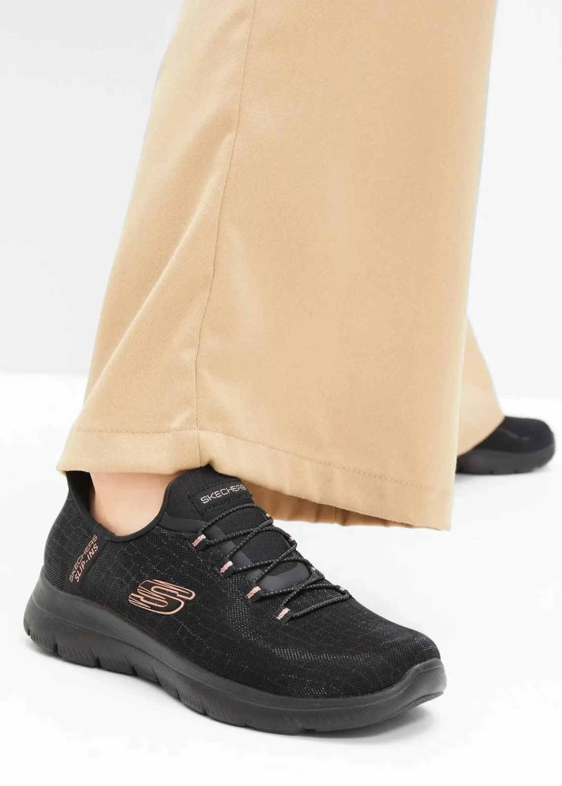 Skechers High Heels|Komfortschuhe^Komfort-Slip-In-Sneaker mit Memory Foam schwarz/gold