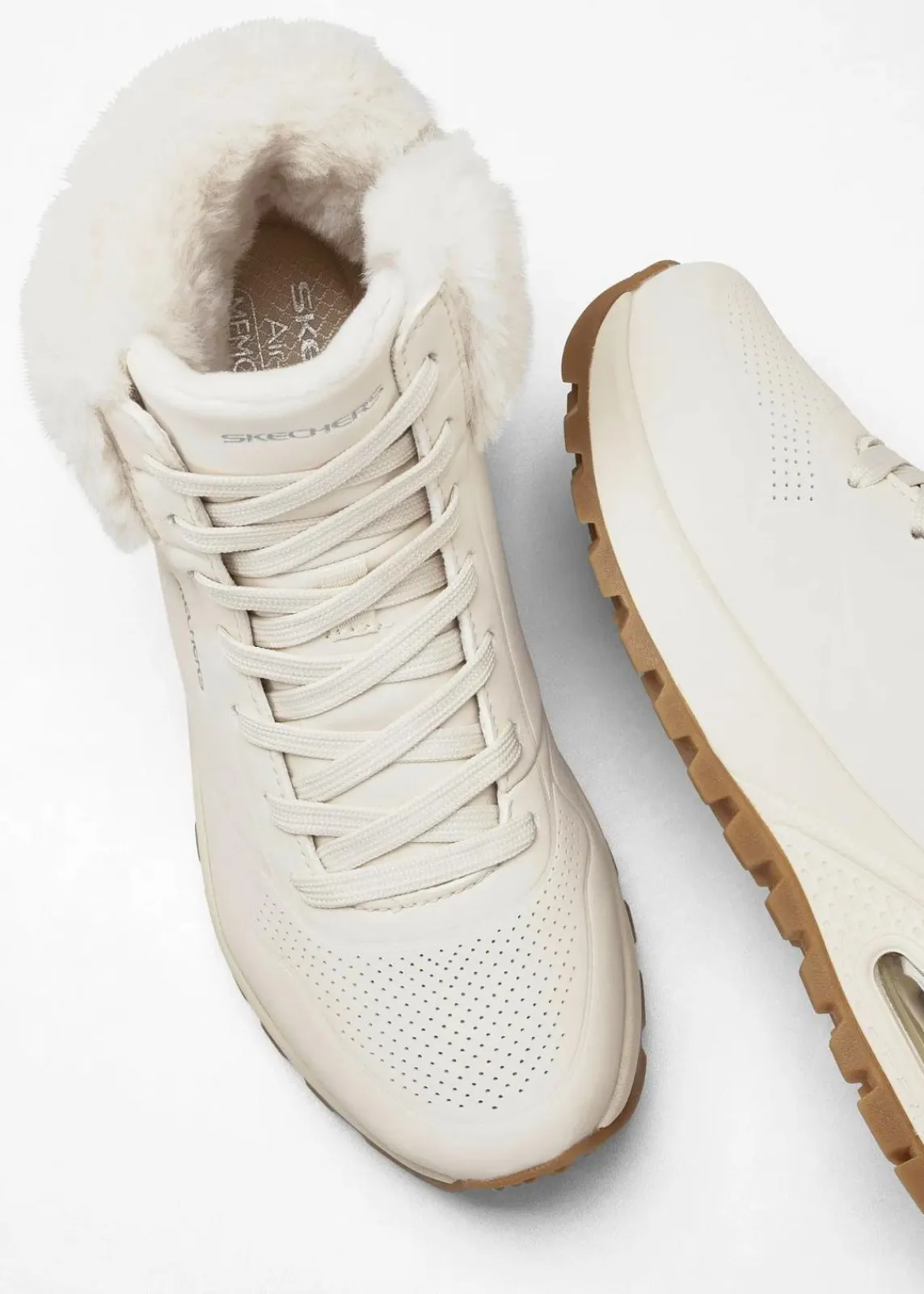 Skechers High Heels|Gefütterte Winterschuhe^Schnürboots mit Memory Foam hellsand