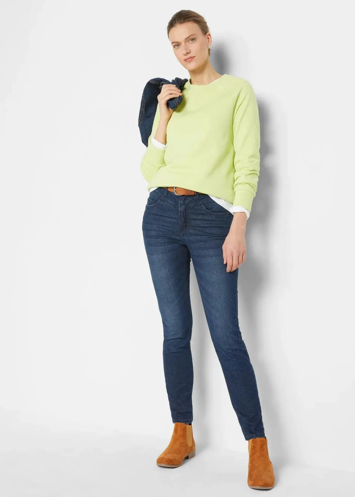 bonprix Bekleidung·Shirts & Tops|Jeans^Skinny Jeans High Waist, cropped dunkelblau denim
