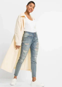 bonprix Kurzgrößen|Bekleidung·Shirts & Tops^Skinny Jeans High Waist, Stretch hellblau denim heavy washed