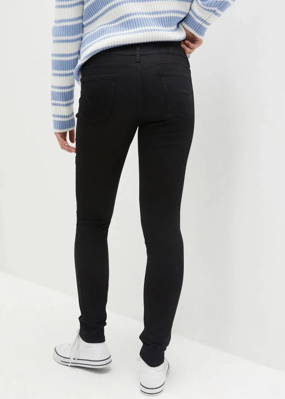 bonprix Kurzgrößen|Bekleidung·Shirts & Tops^Skinny Jeans High Waist, Shaping Thermojeans schwarz denim