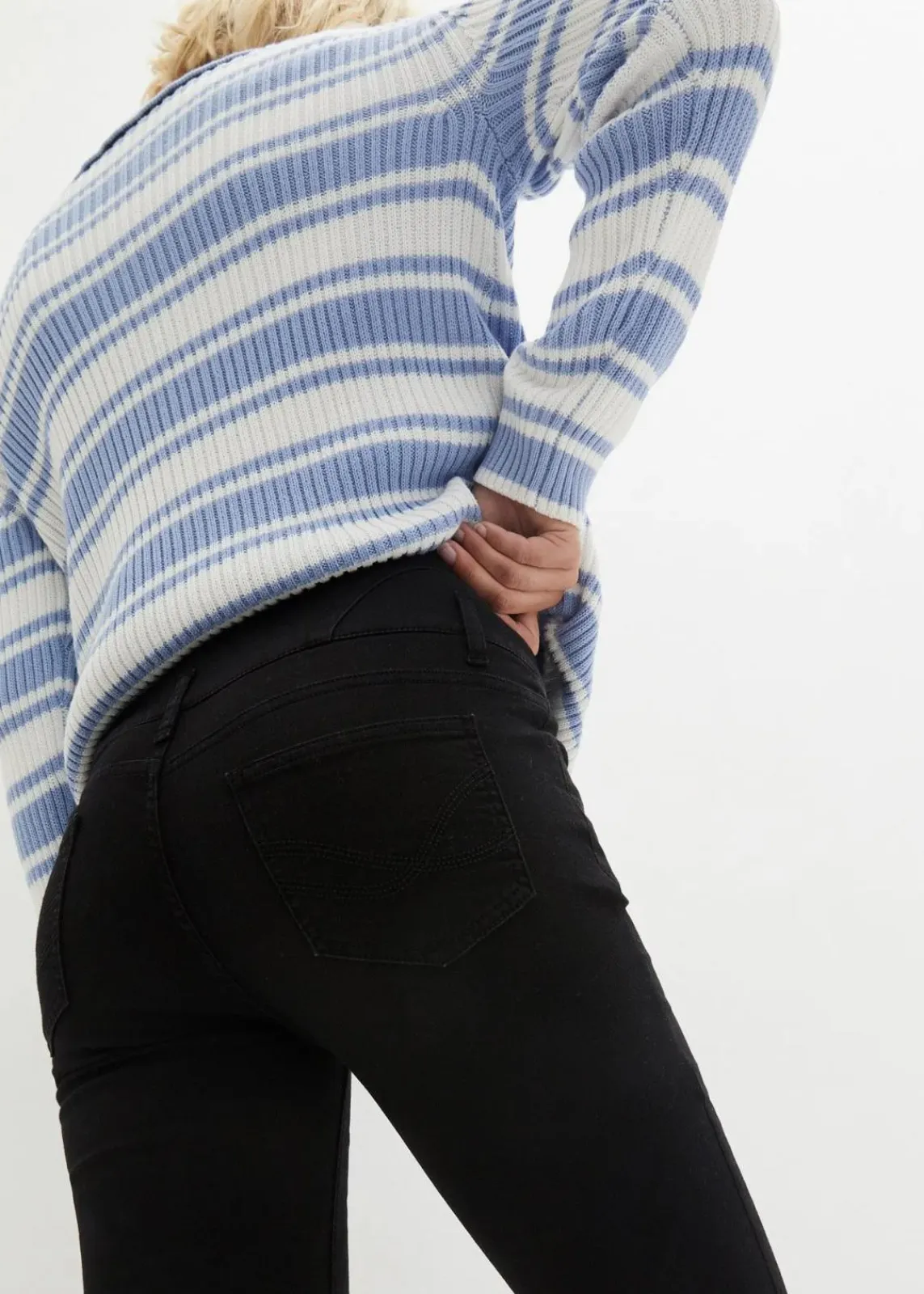 bonprix Kurzgrößen|Bekleidung·Shirts & Tops^Skinny Jeans High Waist, Shaping Thermojeans schwarz denim