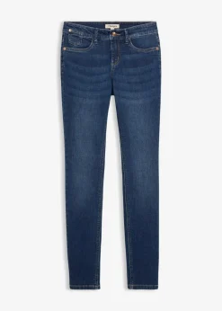 bonprix Kurzgrößen|Bekleidung·Shirts & Tops^Skinny Jeans Mid Waist, Bio Baumwolle dunkelblau denim used